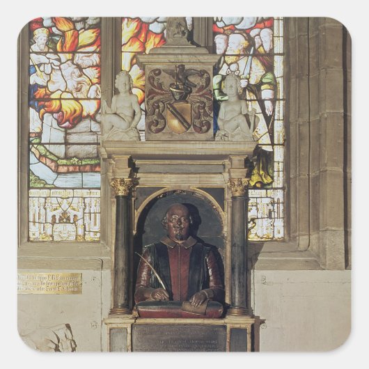 Denkmal für William Shakespeare c.1616-23 Quadratischer Aufkleber (Vorderseite)
