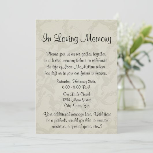 Denkmal mit Engels-Flügeln und Herzen Einladung (Stehend Vorderseite)