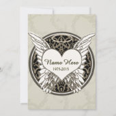 Denkmal mit Engels-Flügeln und Herzen Einladung (Rückseite)