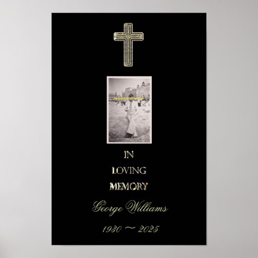 Denkmal Religiöses Golden Cross Typografy Foto Poster (Vorne)