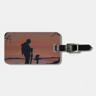 Denkmal, Veternas Tag, Silhouette solider am grav Gepäckanhänger