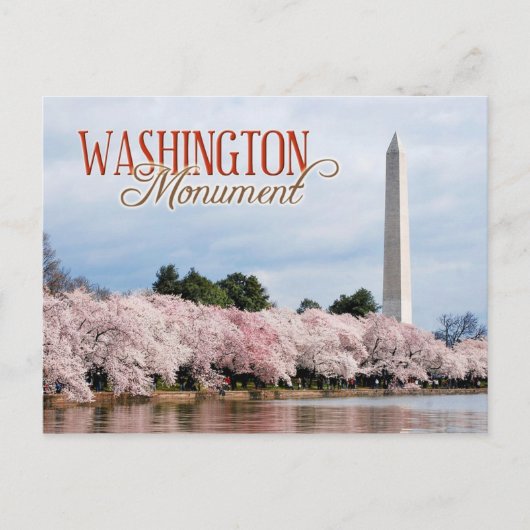 Denkmal von Washington mit Kirschblüten Postkarte (Vorderseite)