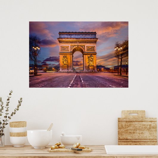 Denkmäler | Arc de Triomphe, Paris Frankreich Poster (Küche)