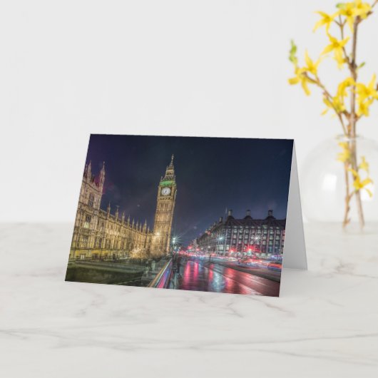 Denkmäler Big Ben at Night Karte (Gelbe Blume)