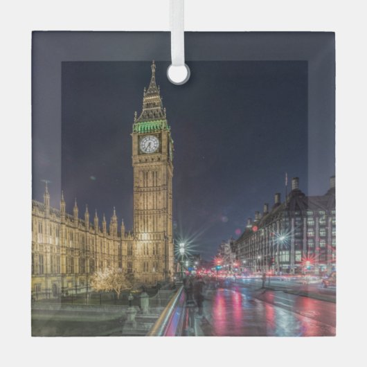 Denkmäler Big Ben at Night Ornament Aus Glas (Vorderseite)