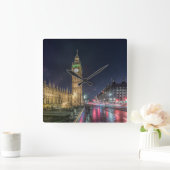 Denkmäler Big Ben at Night Quadratische Wanduhr (Zuhause)