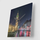 Denkmäler Big Ben at Night Quadratische Wanduhr (Winkel)