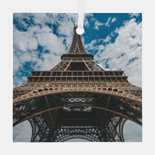 Denkmäler | Blick auf den Eiffelturm Ornament Aus Glas (Rückseite)