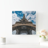 Denkmäler | Blick auf den Eiffelturm Quadratische Wanduhr (Zuhause)