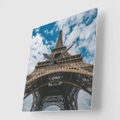 Denkmäler | Blick auf den Eiffelturm Quadratische Wanduhr (Winkel)