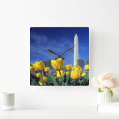 Denkmäler | Denkmal von Washington im Frühjahr Quadratische Wanduhr (Zuhause)