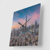 Denkmäler | Dubai Cityscape Quadratische Wanduhr (Winkel)