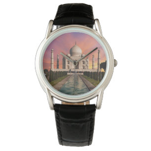 Denkmäler Farbige Sicht auf den Taj Mahal Armbanduhr