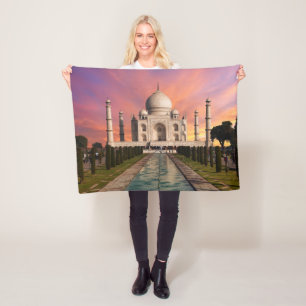 Denkmäler   Farbige Sicht auf den Taj Mahal Fleecedecke