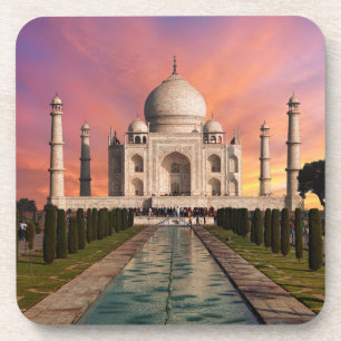 Denkmäler   Farbige Sicht auf den Taj Mahal Getränkeuntersetzer