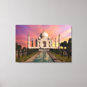 Denkmäler   Farbige Sicht auf den Taj Mahal Leinwanddruck
