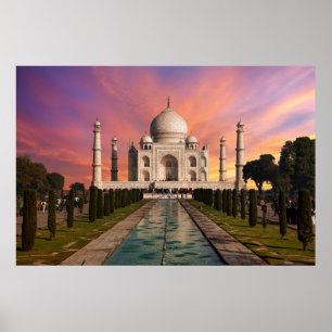 Denkmäler   Farbige Sicht auf den Taj Mahal Poster
