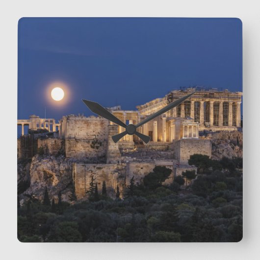 Denkmäler | Parthenon Athen, Griechenland Quadratische Wanduhr (Vorderseite)