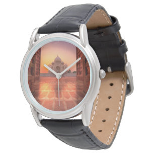 Denkmäler Taj Mahal, Indien bei Sunset Armbanduhr