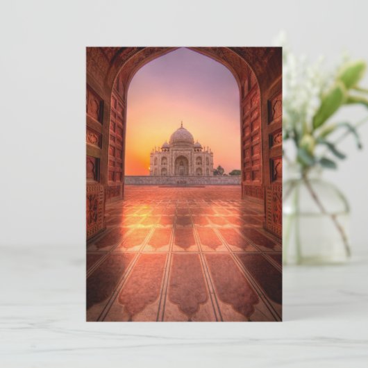 Denkmäler | Taj Mahal, Indien bei Sunset Dankeskarte (Stehend Vorderseite)