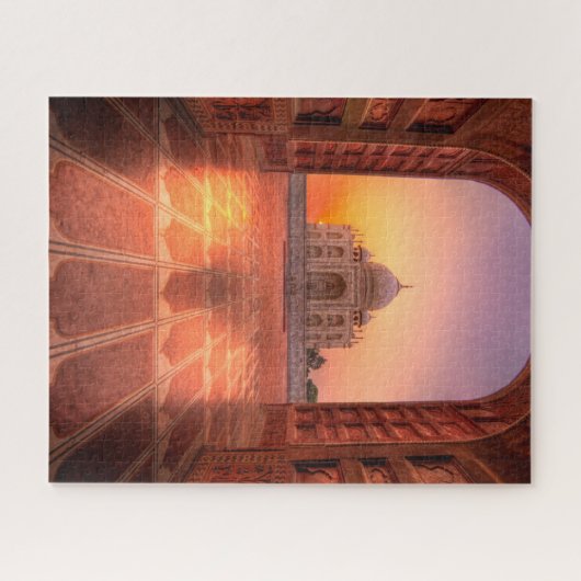 Denkmäler | Taj Mahal, Indien bei Sunset Puzzle (Horizontal)