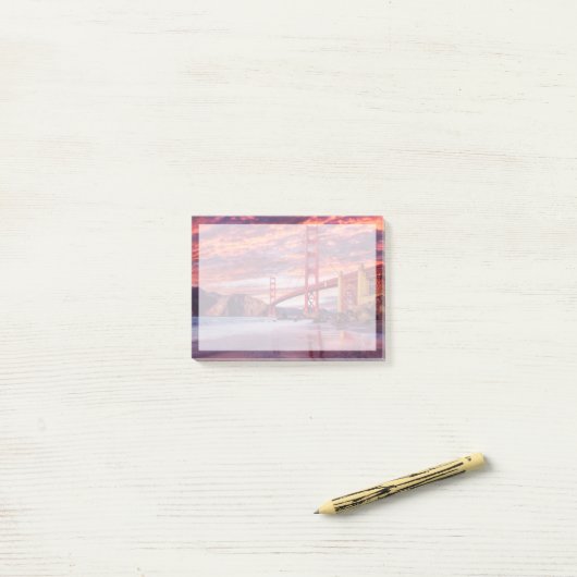 Denkmäler | The Golden Gate San Francisco, CA Post-it Klebezettel (Auf Schreibtisch)