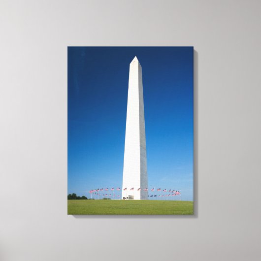Denkmäler | Washington-Denkmal mit Flaggen Leinwanddruck (Vorderseite)