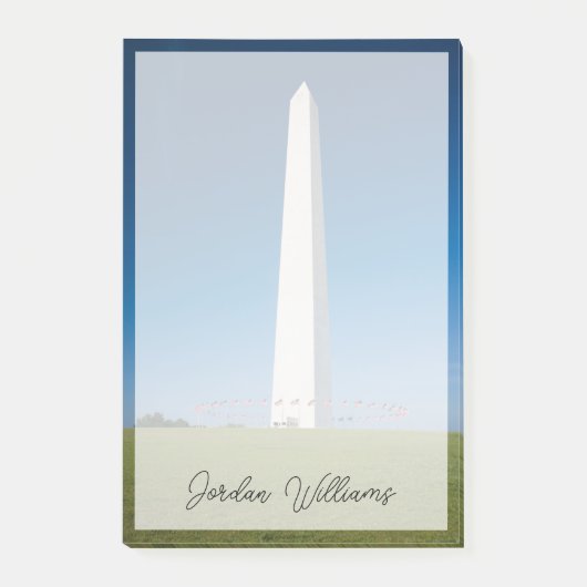 Denkmäler | Washington-Denkmal mit Flaggen Post-it Klebezettel (Vorderseite)