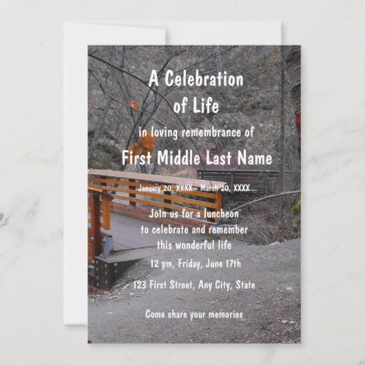 Denkmalschutz Einladen von Bridge Forest Nature Tr Einladung (Rückseite)