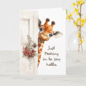 Denkt an euch: Hallo Giraffe pinkelt vor der Tür Karte (Gelbe Blume)
