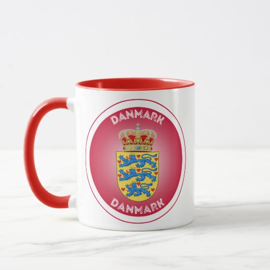 Denmark Coat of Arms Circle Shape Tasse (Links)