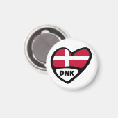 Denmark Country Code Flag Heart, DNK Magnet (Vorderseite/Rückseite)