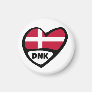 Denmark Country Code Flag Heart, DNK Magnet