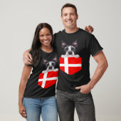 Denmark Flag Boston Terrier Dog In Pocket T-Shirt (Unisex)