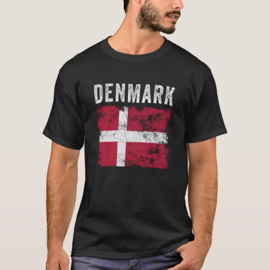 Denmark Flag Distressed Men Women Kids Danish Flag T-Shirt (Vorderseite)
