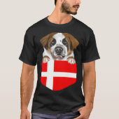 Denmark Flag St Bernard Dog In Pocket T-Shirt (Vorderseite)