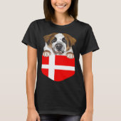 Denmark Flag St Bernard Dog In Pocket T-Shirt (Vorderseite)