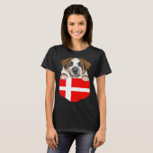 Denmark Flag St Bernard Dog In Pocket T-Shirt (Vorne ganz)