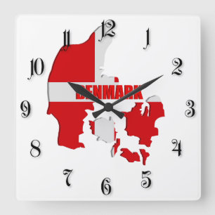 Denmark map quadratische wanduhr