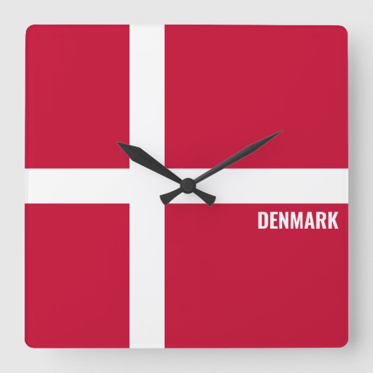Denmark National Flag Patriotic Quadratische Wanduhr (Vorderseite)