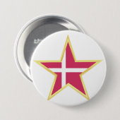 Denmark National Flag Star Shape Button (Vorne & Hinten)
