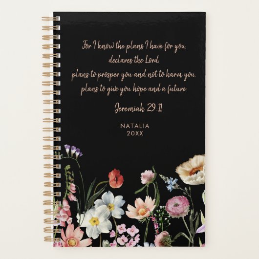 Denn ich kenne den Plan Wildblumen Bible Verse Pla Planer (Vorderseite)