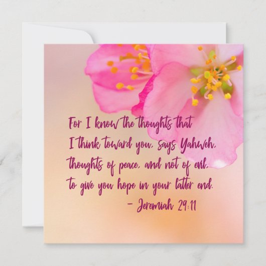 Denn ich kenne die Gedanken Christlichen Blumen (Vorderseite)