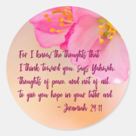 Denn ich kenne die Gedanken Christlichen Blumen Runder Aufkleber