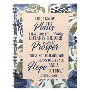 Denn ich kenne die Pläne, die ich für Sie Person Notizblock