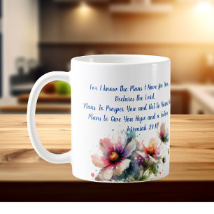 Denn ich kenne/ Jeremia 29,11 Moderne Blume Kaffeetasse