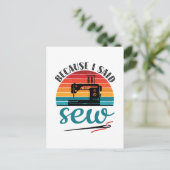 Denn ich sagte, Nähmaschine für das Funny Retro Nä Postkarte (Stehend Vorderseite)