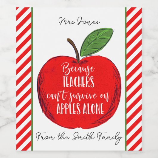 Denn Lehrer können nicht allein mit Äpfeln überleb Weinetikett (Einzelnes Label)