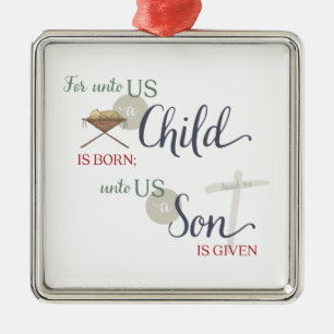 Denn uns ist ein Kind geboren Silbernes Ornament