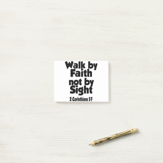 Denn wir gehen durch den Glauben, nicht durch den  Post-it Klebezettel (Auf Schreibtisch)